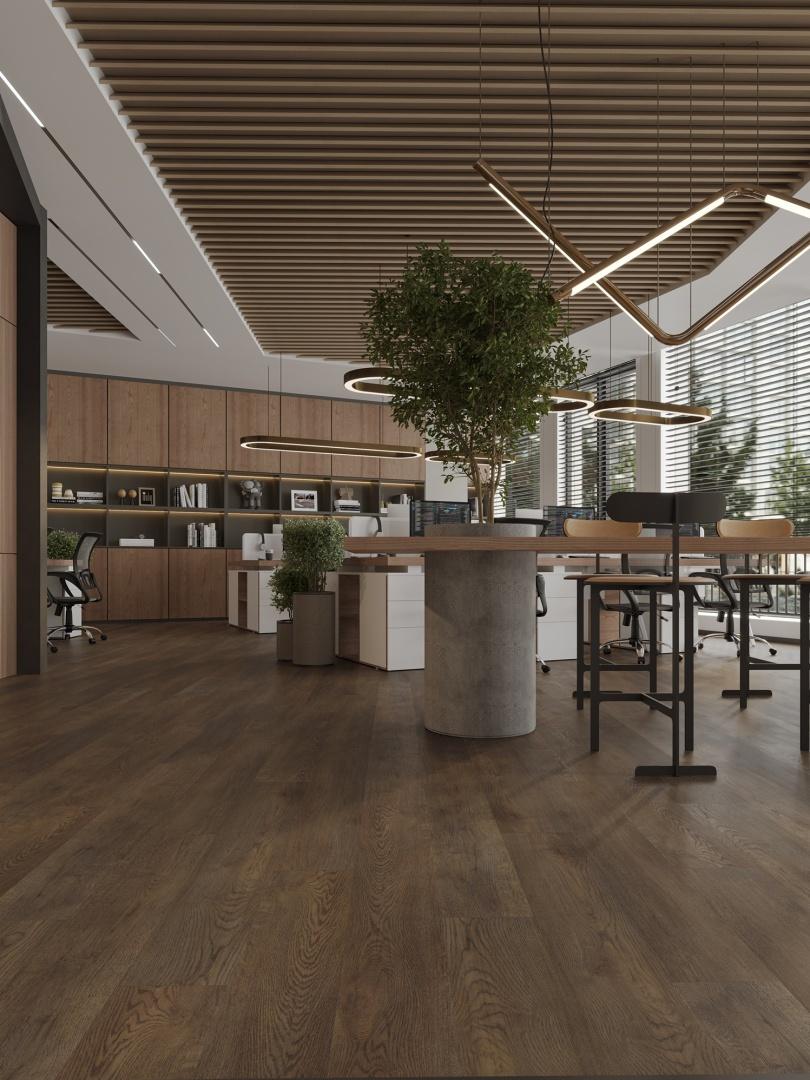 Кварцвиниловая плитка Alpine Floor клеевая Ultra Дуб Гоен ЕСО 5-45 1219,2×184,15×2 фото в интерьере